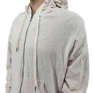 Microsoft Beige Zip-Up Hoodie With Logo Sleeve Print, Men's Medium